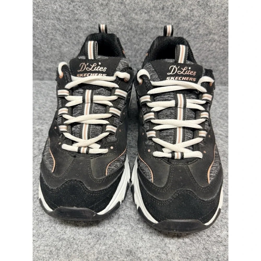 Skechers D'Lites Me Time BLACK-ROSE GOLD Air Cooled Memory Foam‎ Reg $80